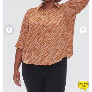 Forever 21 plus size tiger print peasant shirt size 1x